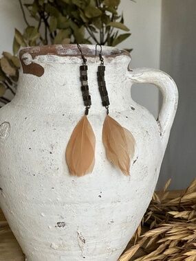 Festival Pink Feather Drop Earrings